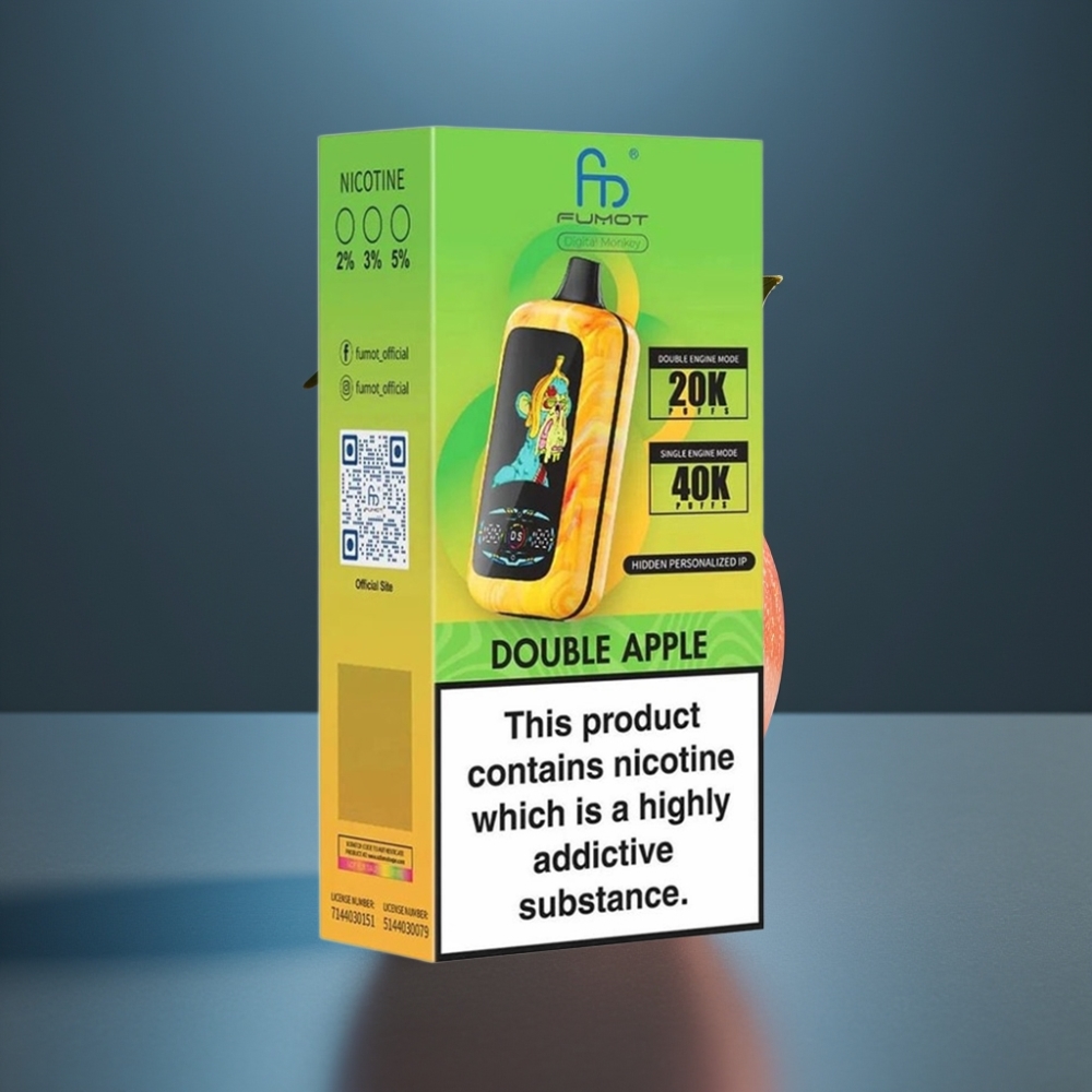 Fumot Digital Monkey 40000 Puffs Dual Engine Dual Mesh Coil Dvojité Jablko