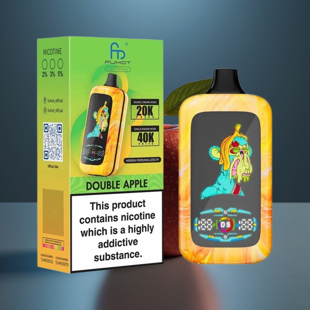 Fumot Digital Monkey 40000 Puffs Dual Engine Dual Mesh Coil Dvojité Jablko