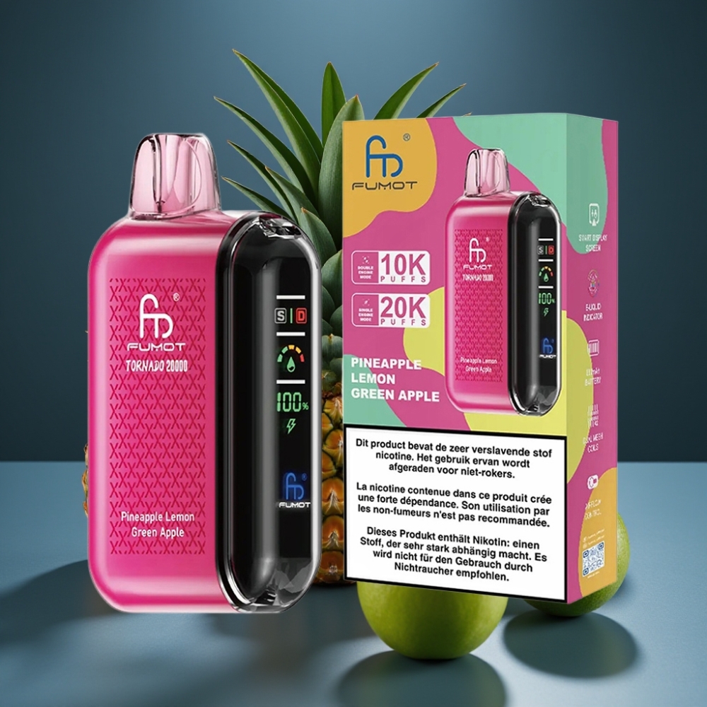 Fumot Tornado 20000 Puffs Ananas Citrón Zelené Jablko 20ml 850mAh Dual Mesh