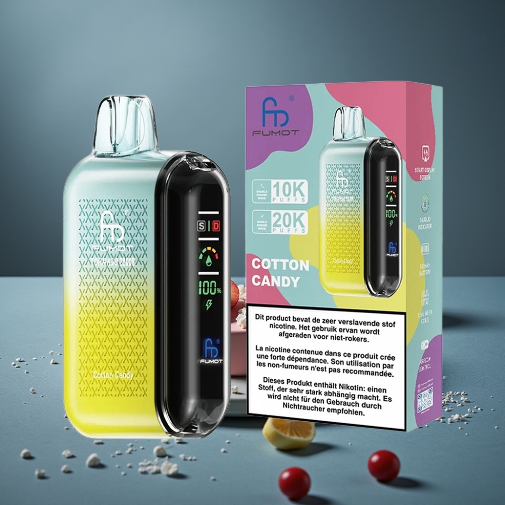 Fumot Tornado 20000 Puffs Bavlněná cukrová vata Dual Mesh Coil 20ml 850mAh