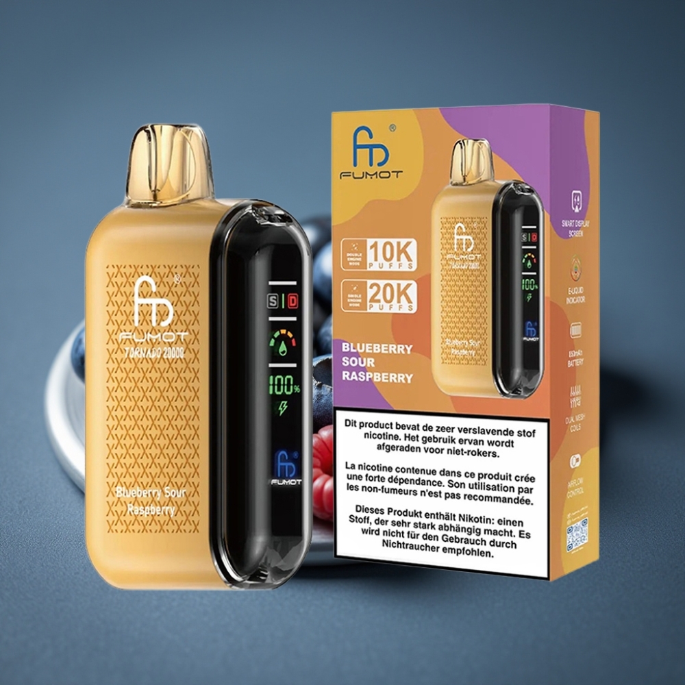Fumot Tornado 20000 Puffs Borůvka Kyselá Malina 20ml Dual Mesh 850mAh