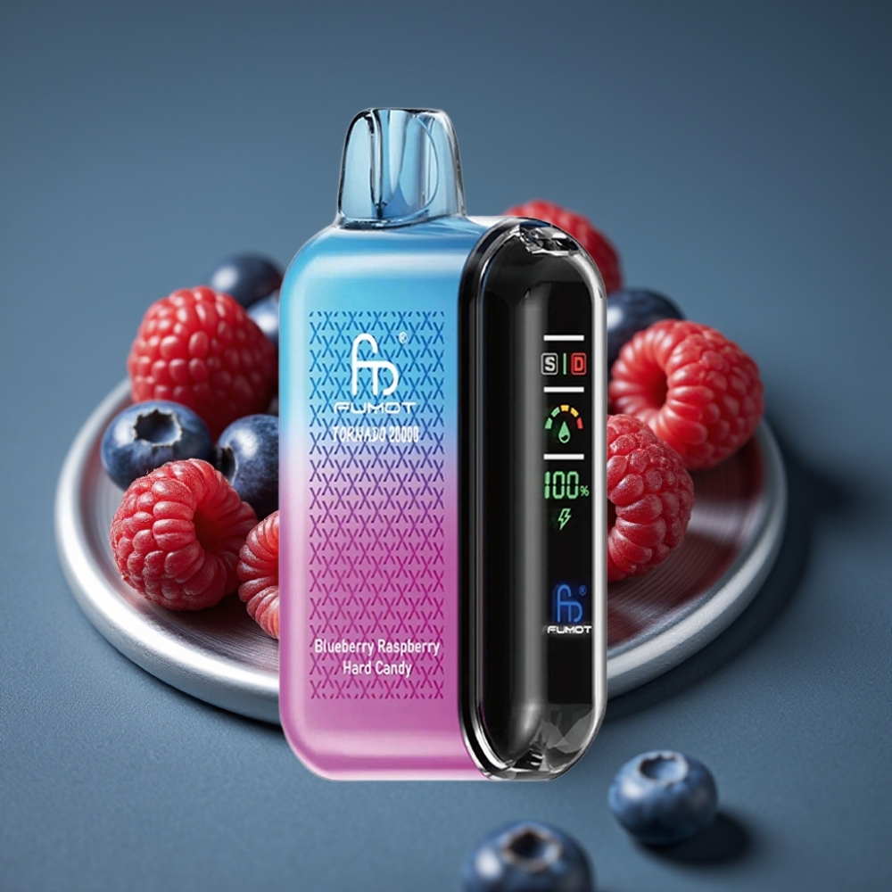 Fumot Tornado 20000 Puffs Borůvka Malina Tvrdý Bonbón Dual Mesh Coil 20ml 850mAh