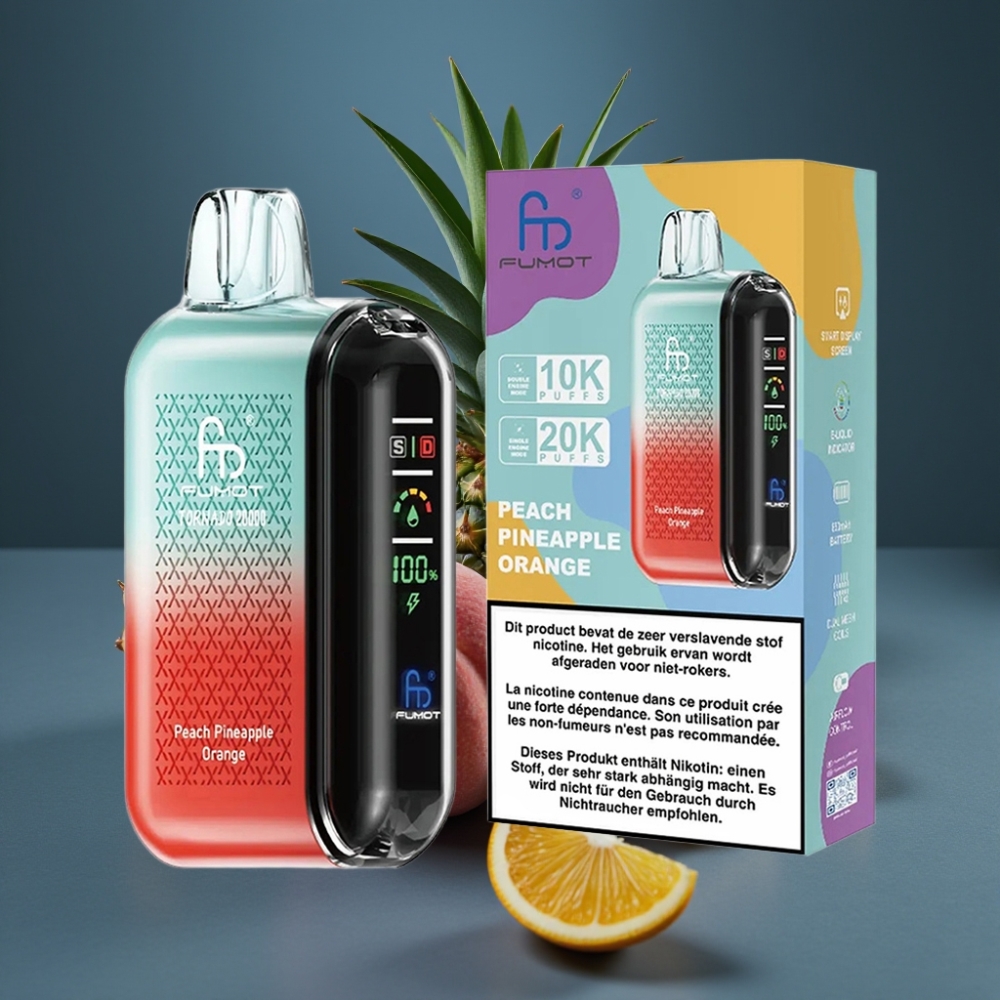 Fumot Tornado 20000 Puffs Broskev Ananas Pomeranč 20ml 850mAh