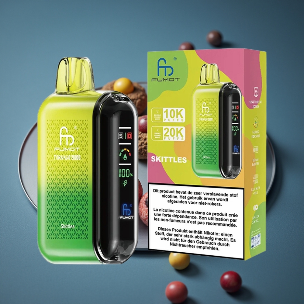 Fumot Tornado 20000 Puffs Duální Síťové Cívky 20ml 850mAh Skittles