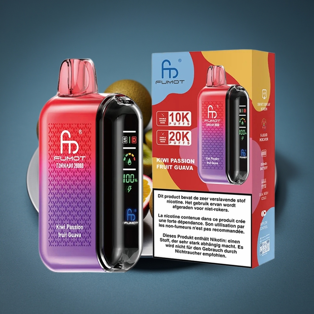 Fumot Tornado 20000 Puffs Kiwi Marakuja Guava Dual Mesh Coil 20ml 850mAh