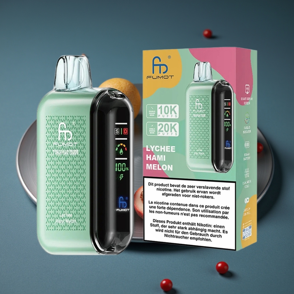 Fumot Tornado 20000 Puffs Lychee Hami Melon 20ml 850mAh Dual Mesh Smart Display