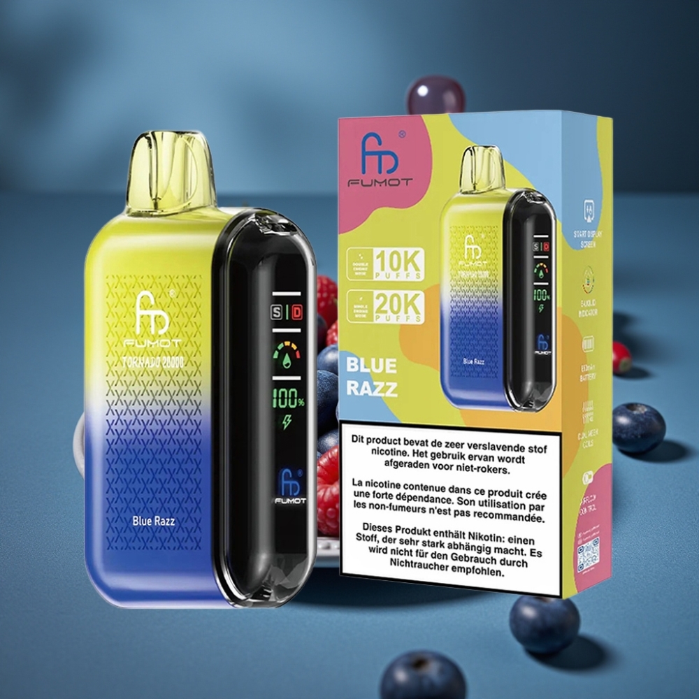 Fumot Tornado 20000 Puffs Modrý Malinový Dual Mesh Coil 20ml 850mAh