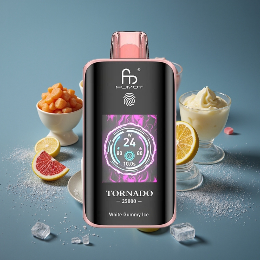 Fumot Tornado 25000 Puffs Bílá Želatinová Zmrzlina HD Screen 700mAh 20ml