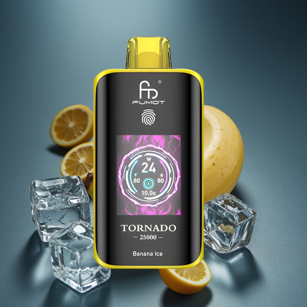 Fumot Tornado 25000 Puffs Banánový Led 20ml 700mAh HD Screen Type-C