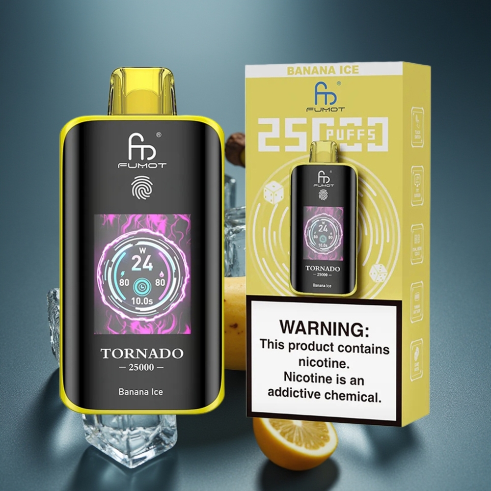 Fumot Tornado 25000 Puffs Banánový Led 20ml 700mAh HD Screen Type-C