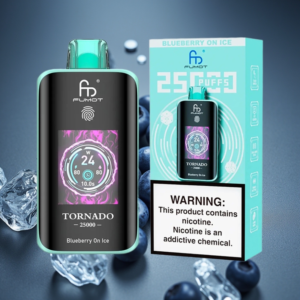 Fumot Tornado 25000 Puffs Borůvka s Ledem HD Screen 700mAh 20ml 0/2%/3%/5%