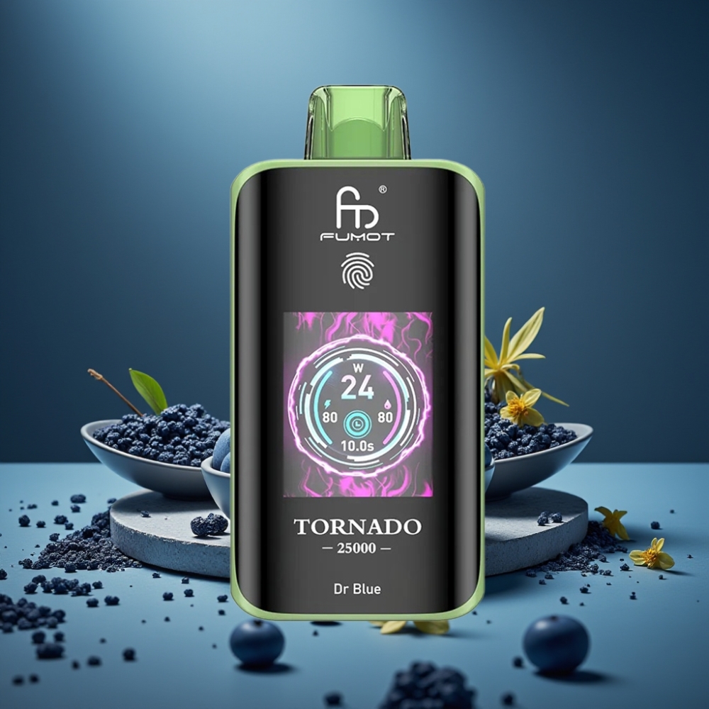 Fumot Tornado 25000 Puffs Dr Blue HD obrazovka 700mAh 20ml 0/2%/3%/5%