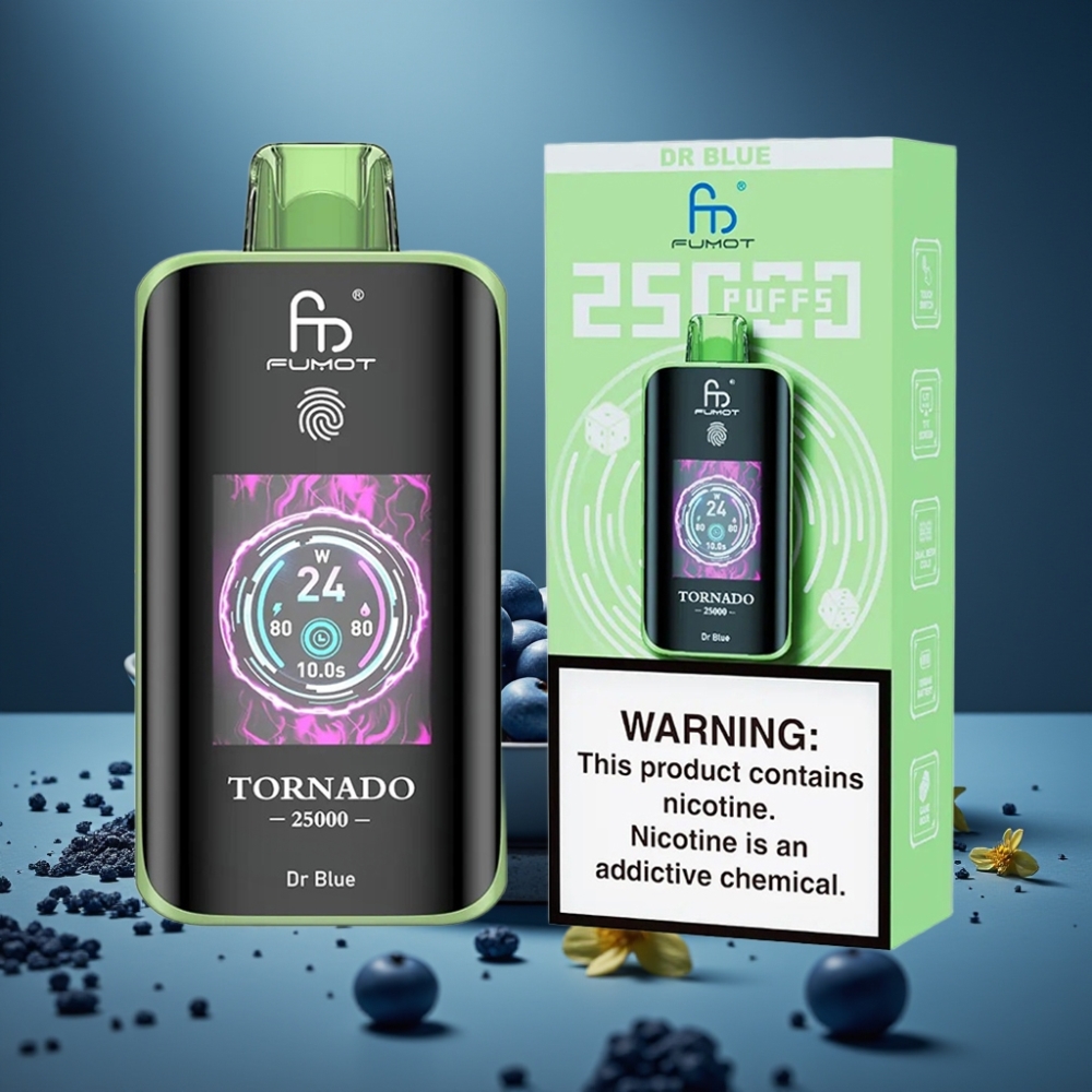 Fumot Tornado 25000 Puffs Dr Blue HD obrazovka 700mAh 20ml 0/2%/3%/5%