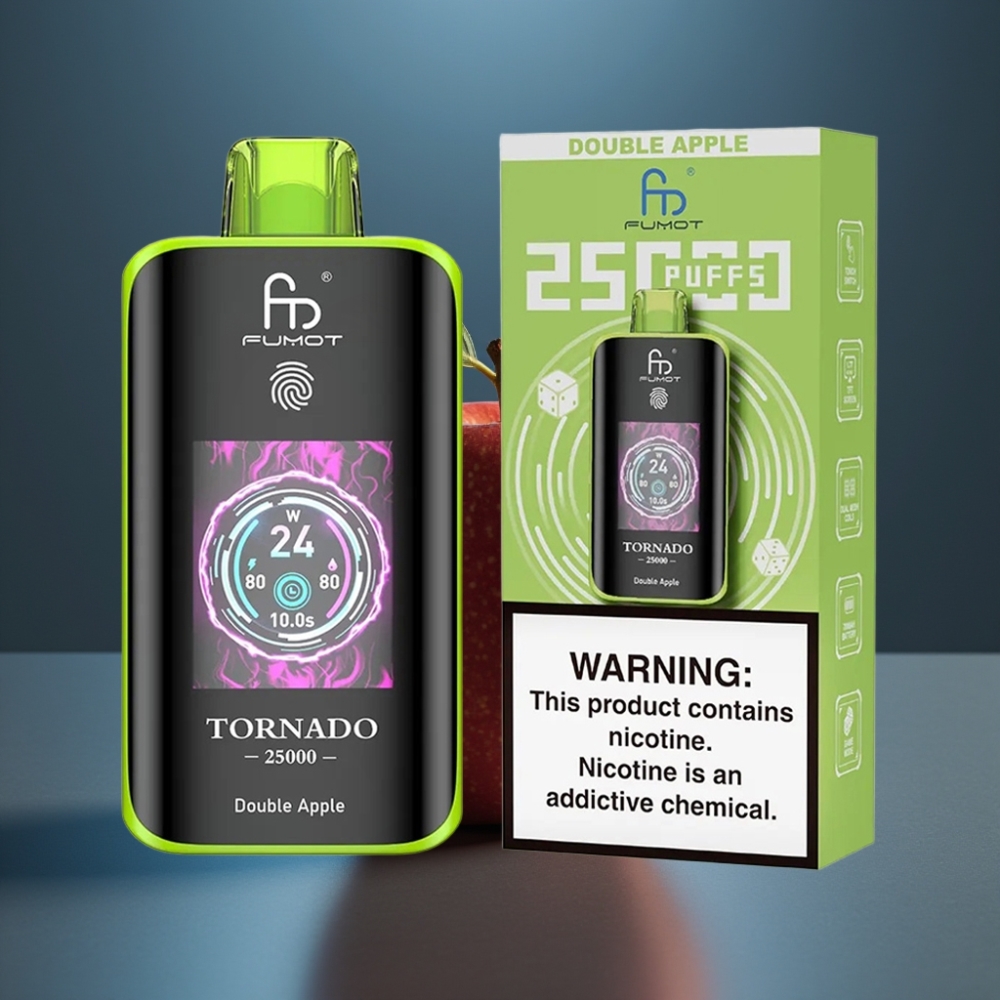 Fumot Tornado 25000 Puffs Dvojité jablko, HD Screen, 20ml, Type-C