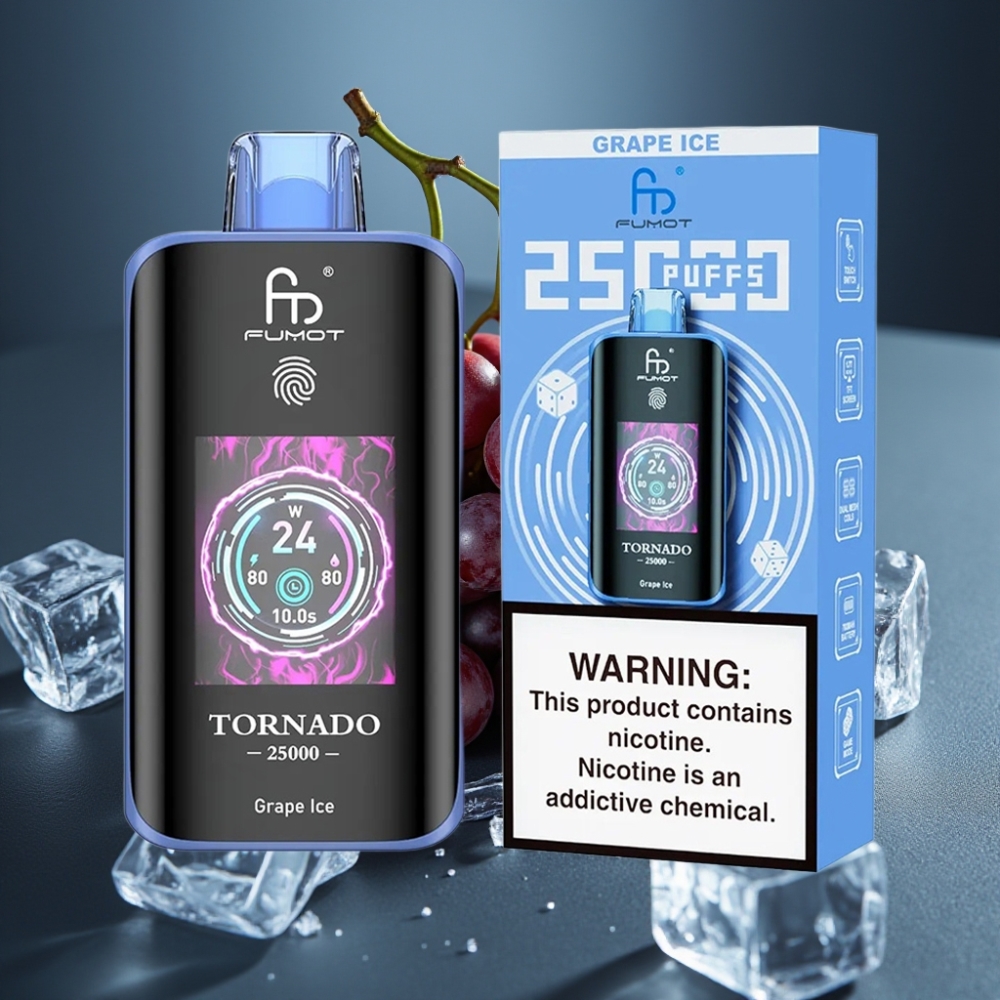 Fumot Tornado 25000 Puffs HD Screen 700mAh 20ml Hroznový Led
