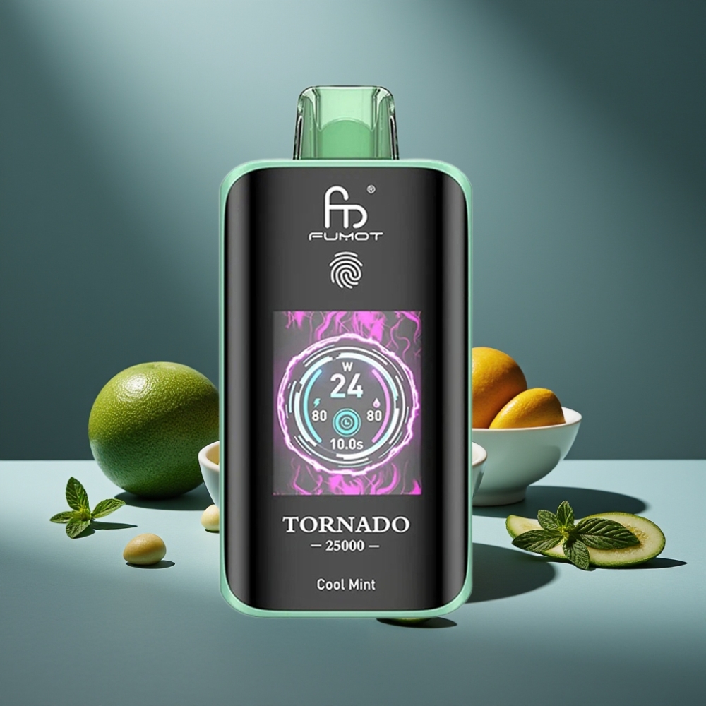 Fumot Tornado 25000 Puffs HD obrazovka 700mAh baterie 20ml náplň Chladivá máta