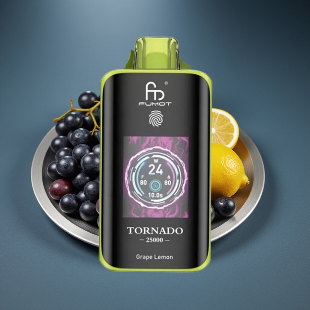 Fumot Tornado 25000 Puffs Hroznový Citron HD Screen 20ml 700mAh Type-C
