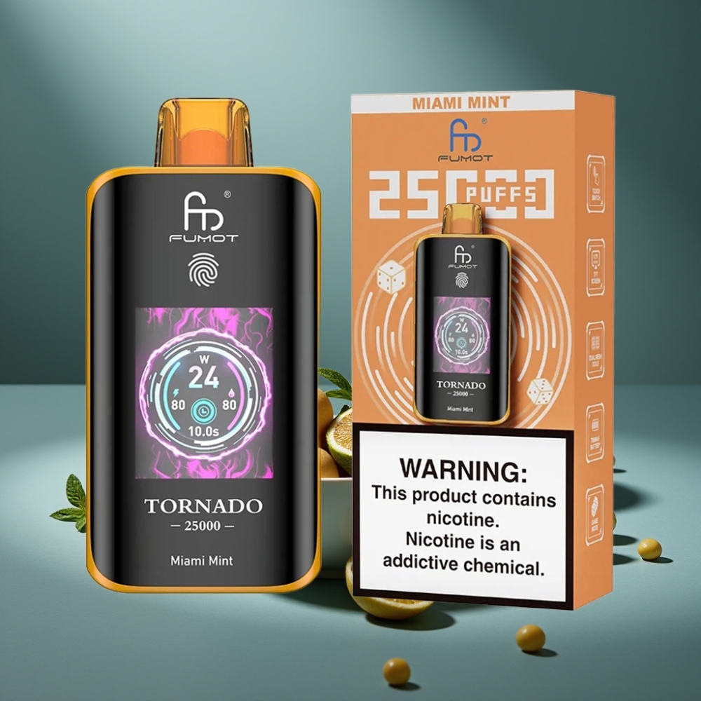 Fumot Tornado 25000 Puffs Miami Máta HD Screen 20ml 700mAh Type-C
