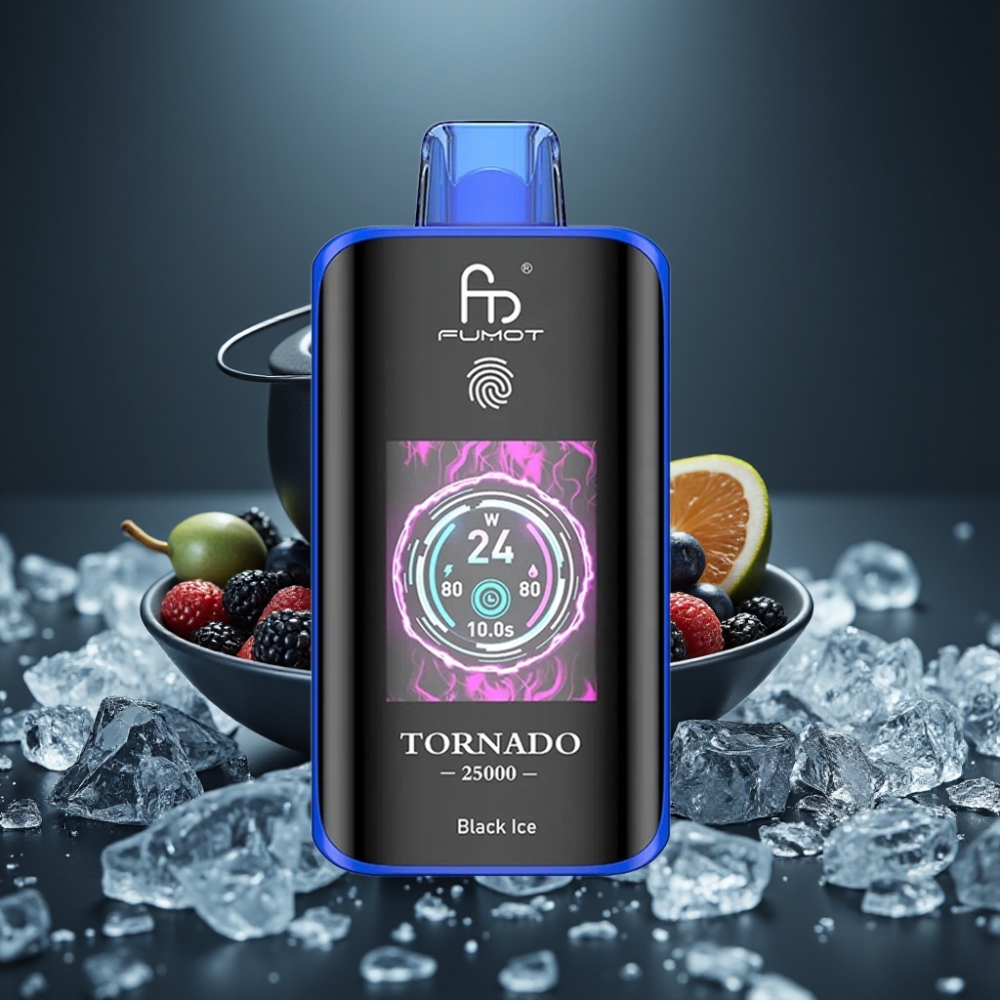 Fumot Tornado 25000 Puffs Černý led s HD obrazovkou a 700mAh baterií