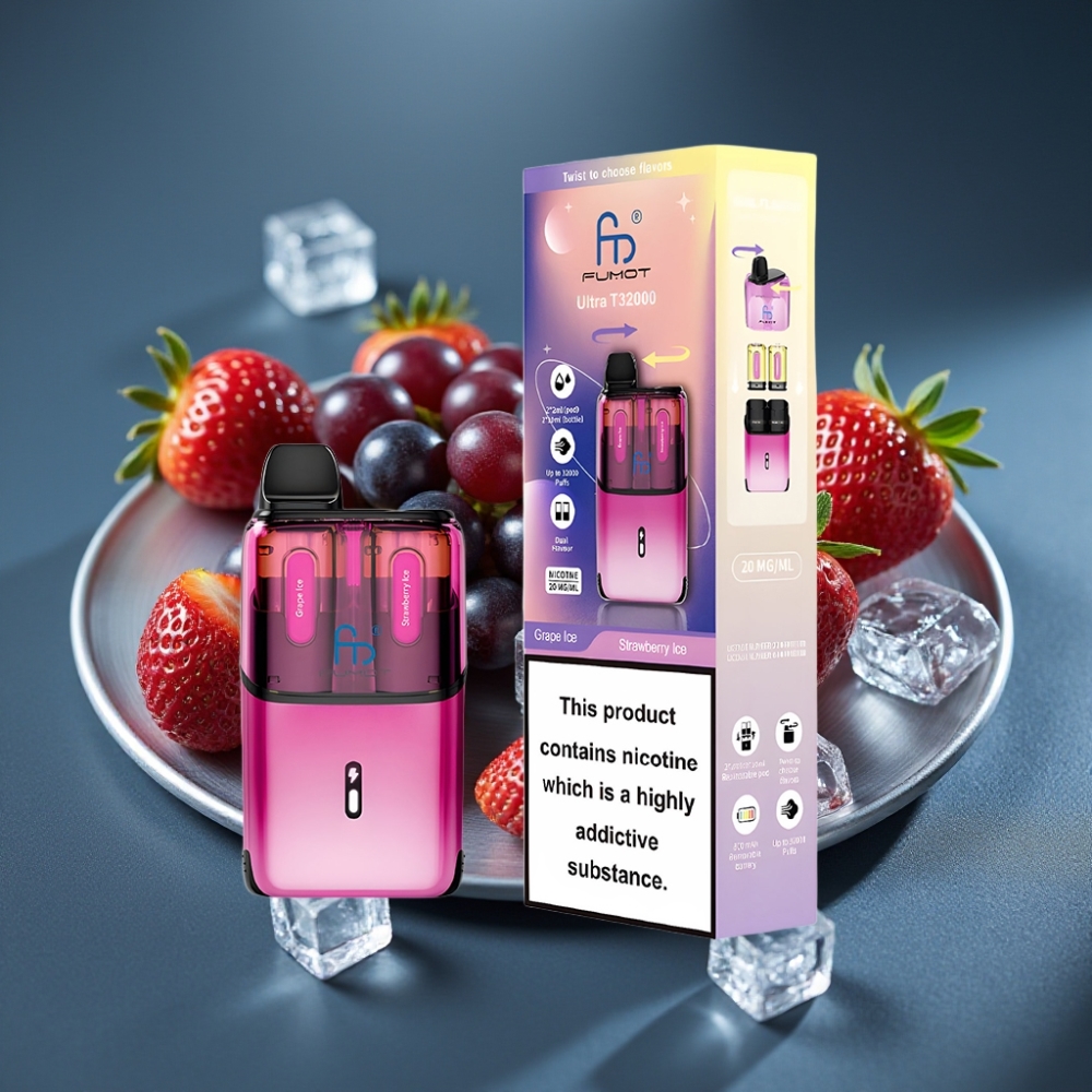 Fumot Ultra T32000 Disposable Vape Hroznový Led - Jahodový Led, 32000 šluků, 800mAh, 24ml