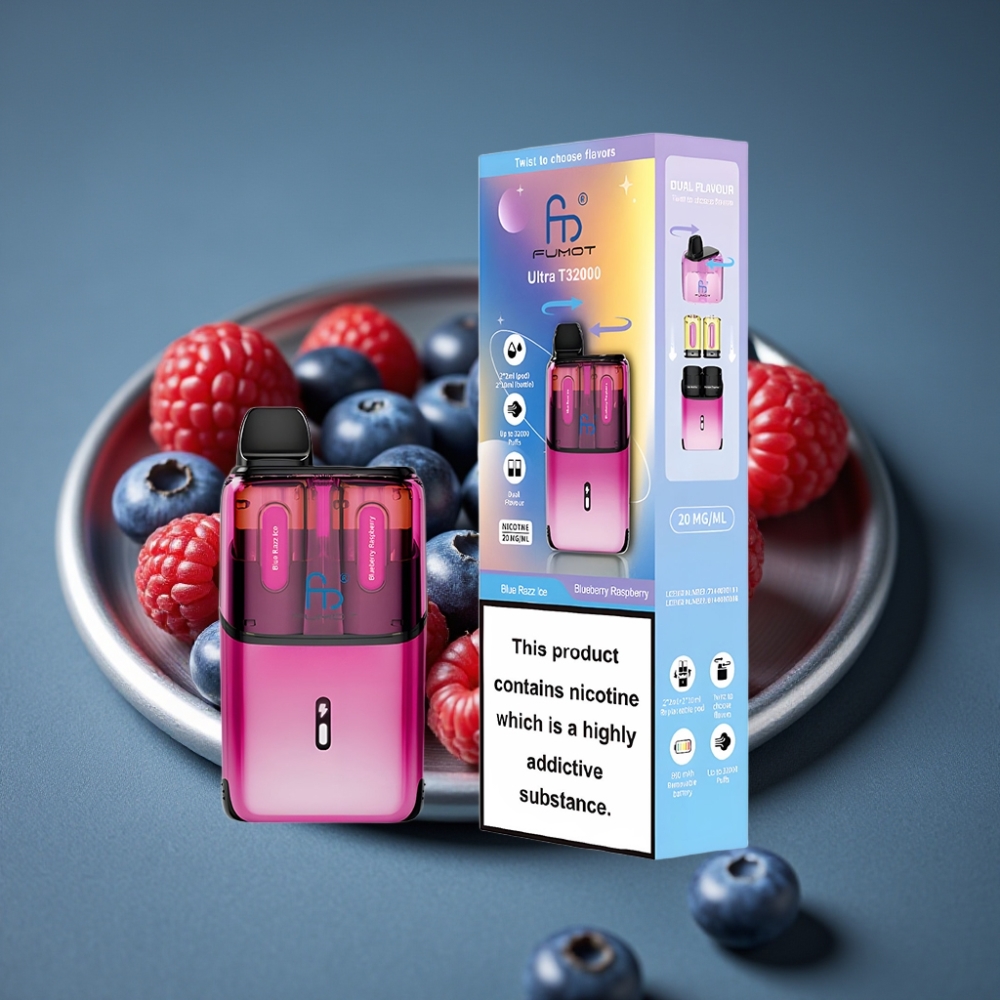 Fumot Ultra T32000 Disposable Vape Modrá Malina Led - 32000 fajček, 800mAh, 24ml