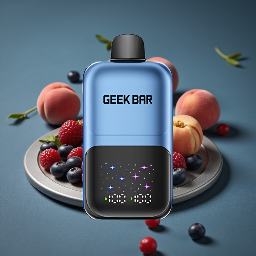 GEEK BAR 2GO 50000 Puffs interaktivní velký displej broskev & bobule 20ml 5% nikotin