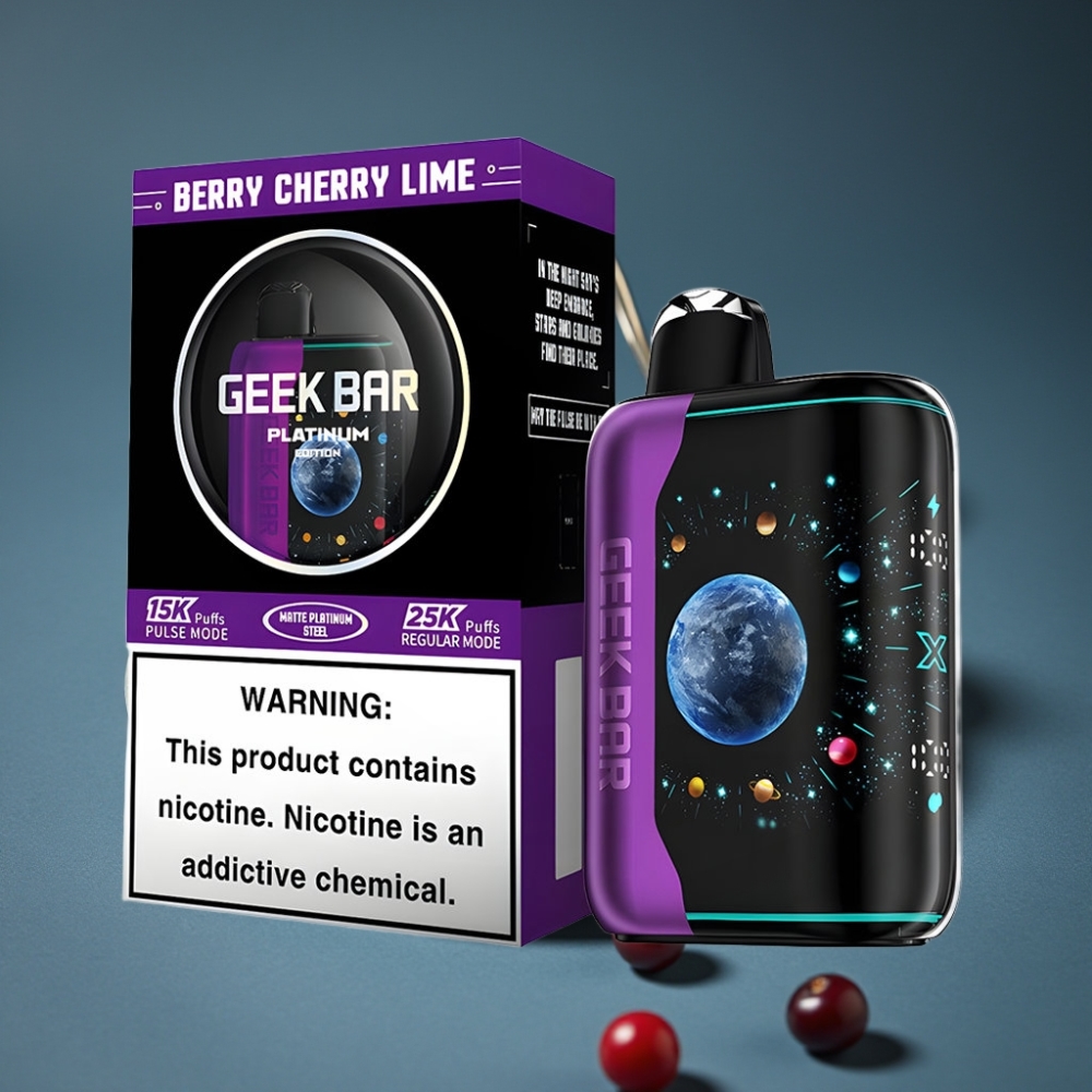 GEEK BAR Platinum Edition 25000 Puffů Berry Cherry Lime, Dual Mesh Coil, 20mL