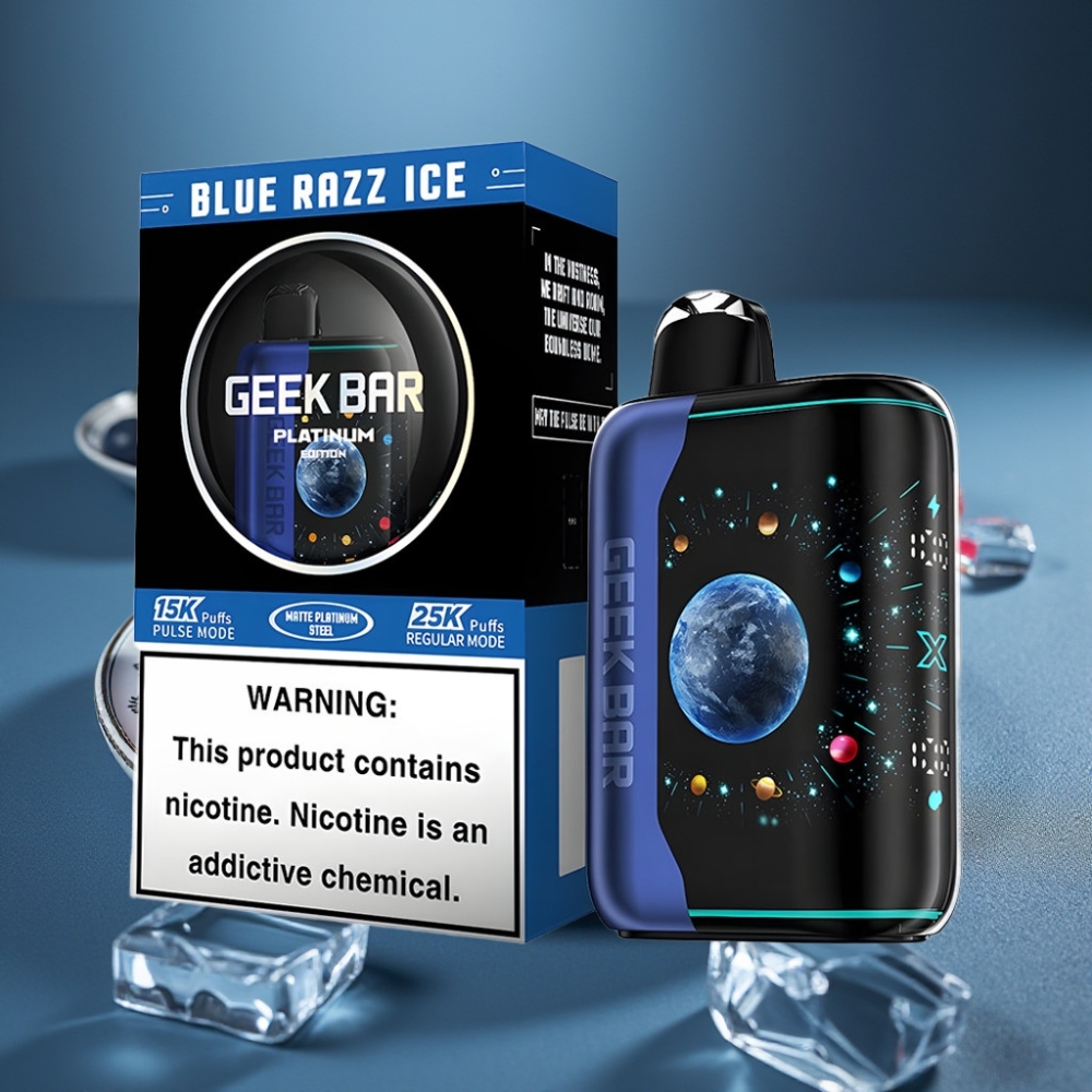 GEEK BAR Platinum Edition 25000 Puffů, Modrý Malinový Led, Dual Mesh Coil, 20mL