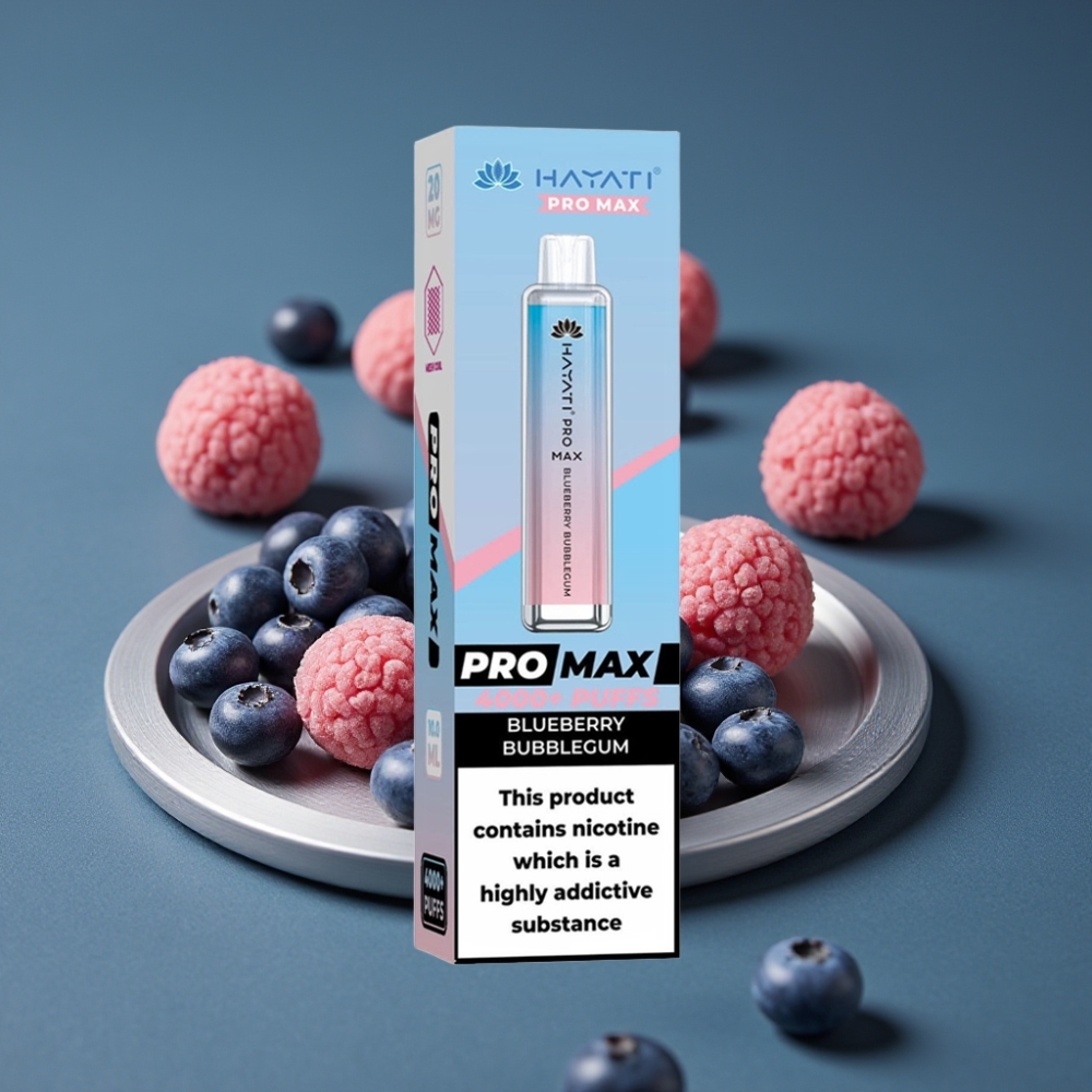Hayati Pro Max 4000 Puffs Disposable Vape Borůvková Bublinková Žvýkačka, 2ml/10ml, 1400mAh