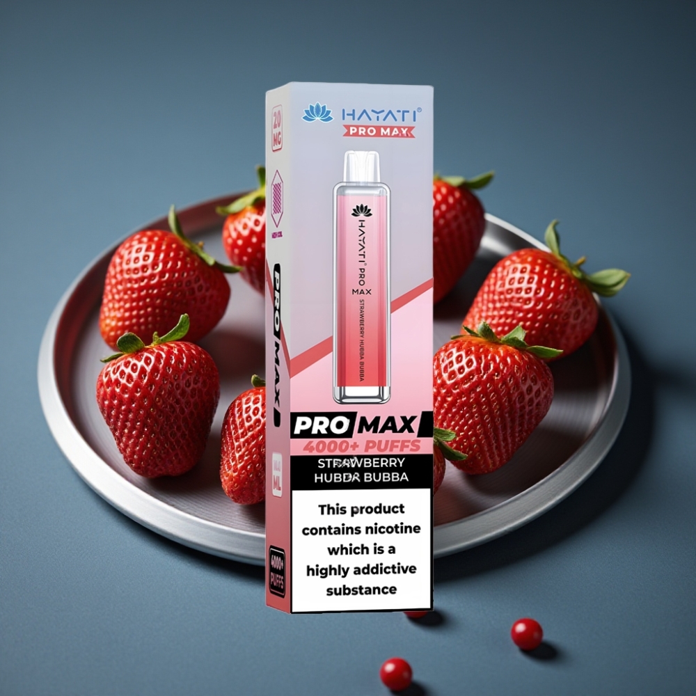 Hayati Pro Max 4000 Puffs Disposable Vape Jahoda Hubba Bubba, 1400mAh, 2ml/10ml