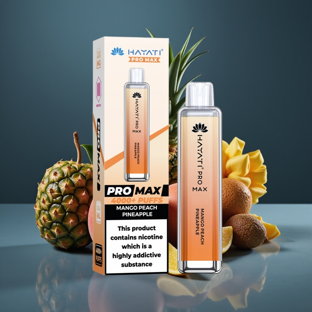 Hayati Pro Max 4000 Puffs Disposable Vape Mango Broskve Ananas, 2ml/10ml, 1400mAh