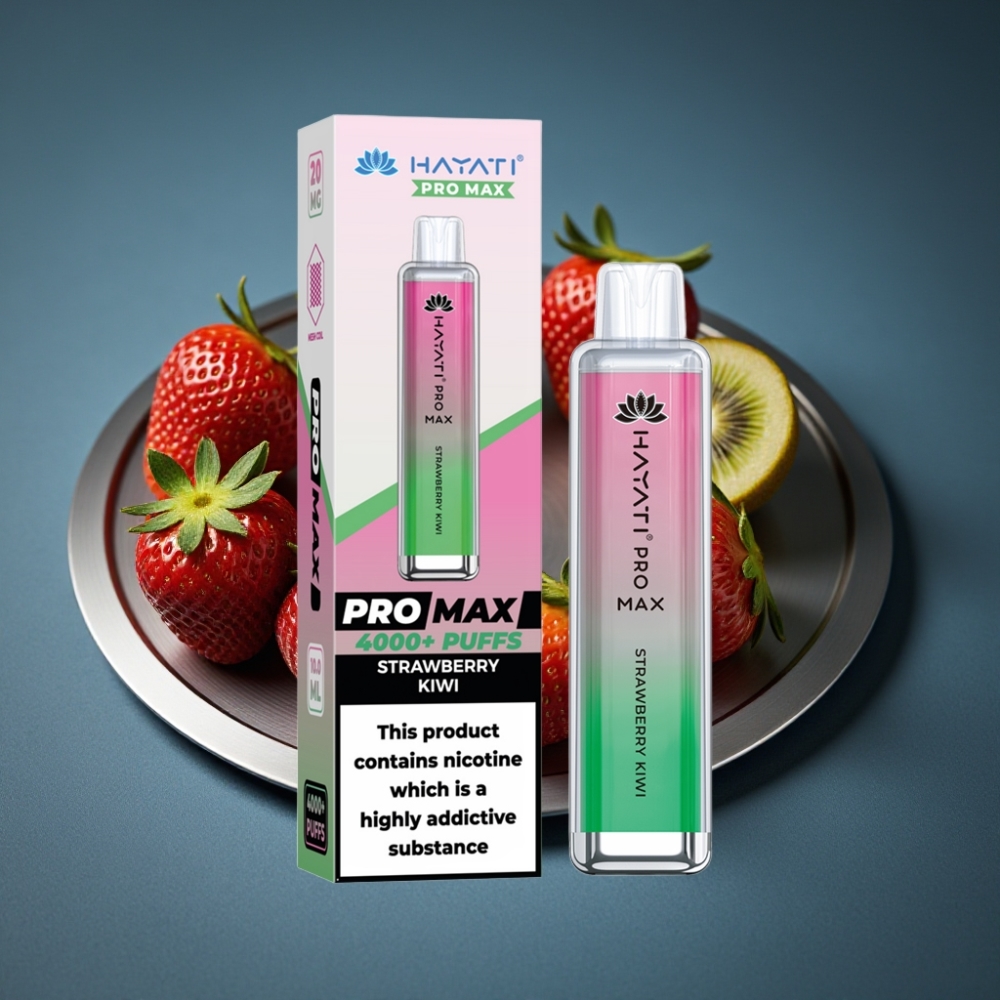 Hayati Pro Max 4000 Puffs Jednorázová E-Cigareta Jahoda Kiwi, 2ml/10ml, 1400mAh