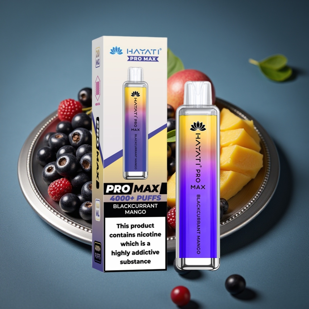 Hayati Pro Max 4000 Puffs Jednorázová E-cigareta Černý rybíz s mangem, 1400mAh, 2ml