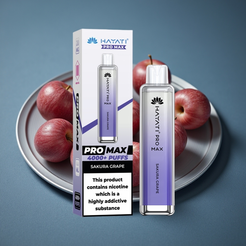 Hayati Pro Max 4000 Puffs Sakura Hroznové, 5% Nikotinu, 1400mAh, Dual 1.1 Ohm Mesh Coil