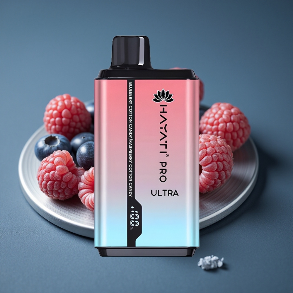 Hayati Pro Ultra 15000 Puffs Borůvková Cukrová Vata Malinová Cukrová Vata 2×12ml 2%