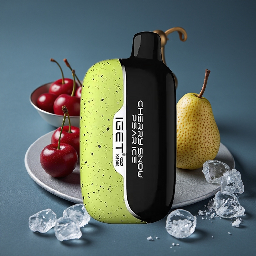 IGET Moon K5000 Puffs Cherry Snow Pear Ice 5000 Puffs, Mesh Coil 1.35 Ohm, 81.5 g